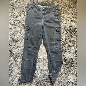 Loft High Rise Acid Washed Cargo Pants